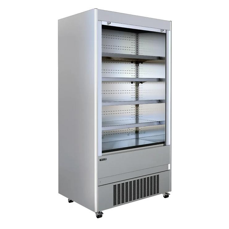 TEFCOLD MCX130M väggkyl komplett vy med öppna hyllor