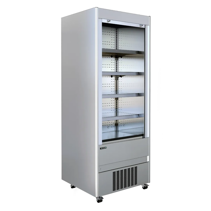 TEFCOLD MCX90M väggkyl komplett vy med öppna hyllor
