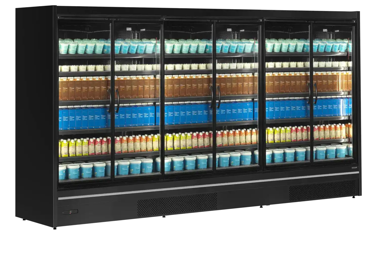 TEFCOLD MDCA3750HB väggkyl fylld med mejeriprodukter och dryck