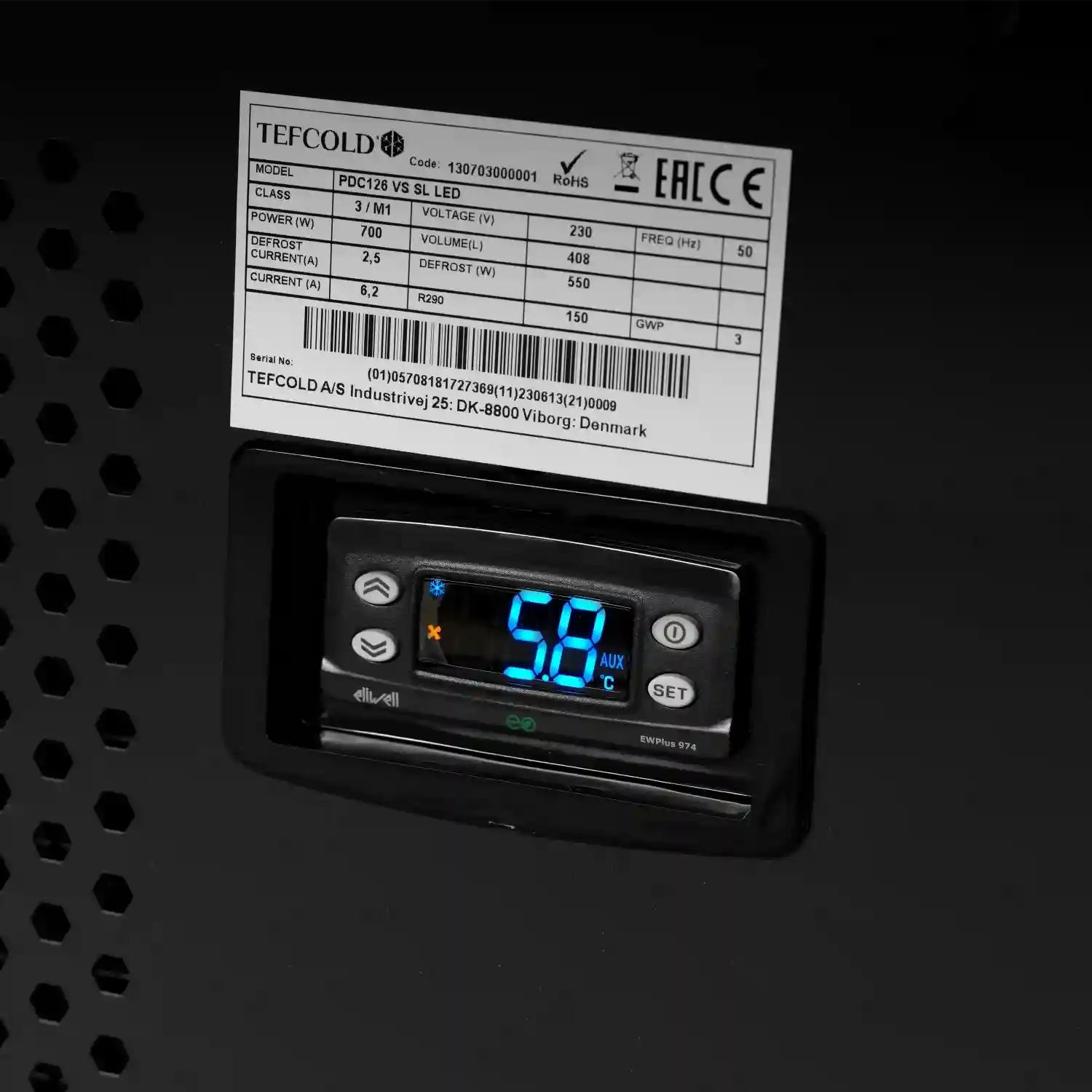 Digital temperaturdisplay på TEFCOLD PDC126 VS SL ö-kyl