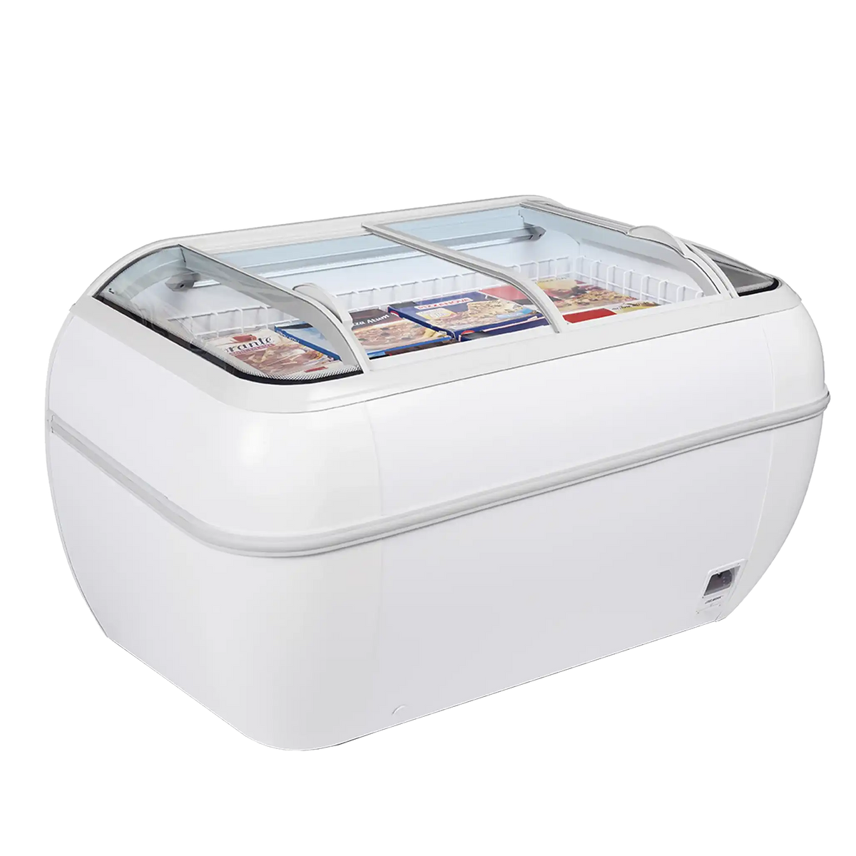 TEFCOLD TWIN HEAD-CF frysbox i vitt utförande för butiksexponering.