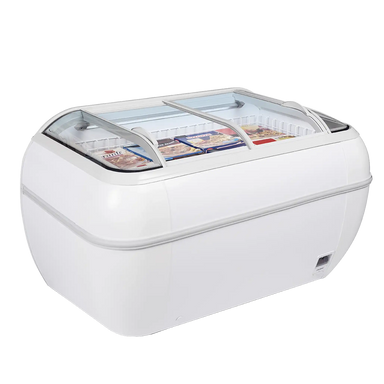 TEFCOLD TWIN HEAD-CF frysbox i vitt utförande för butiksexponering.