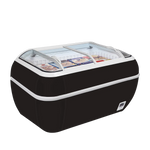 TEFCOLD TWIN HEAD-F frysbox i svart utförande med glaslock.