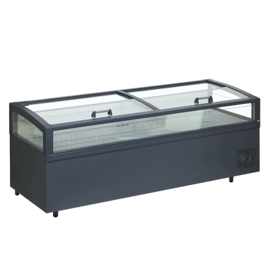 TEFCOLD View 250 CF VS frysbox med glaslock och öppen insida.